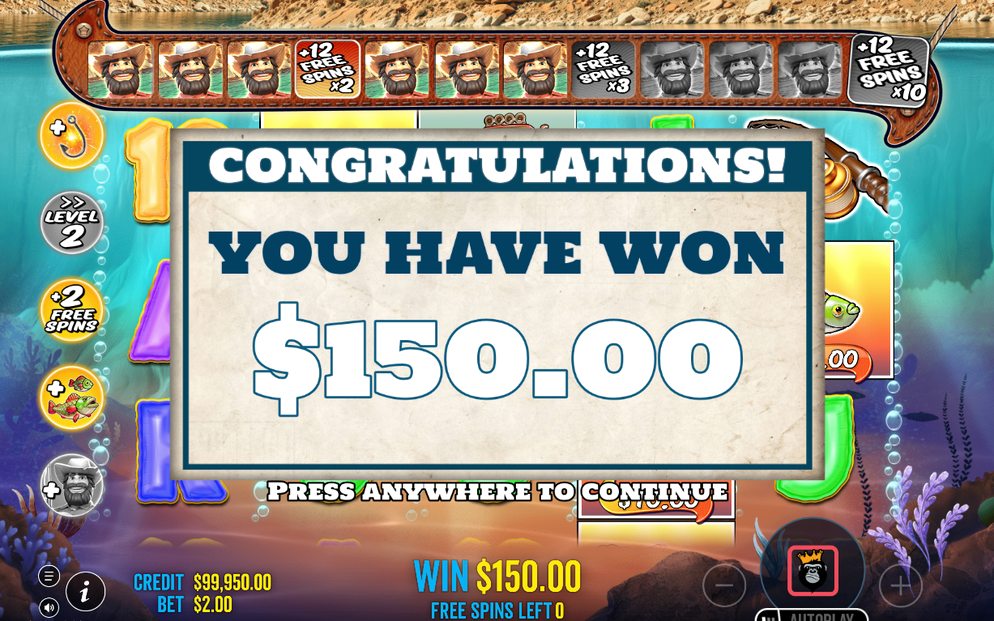 Win screen with the payout in A$