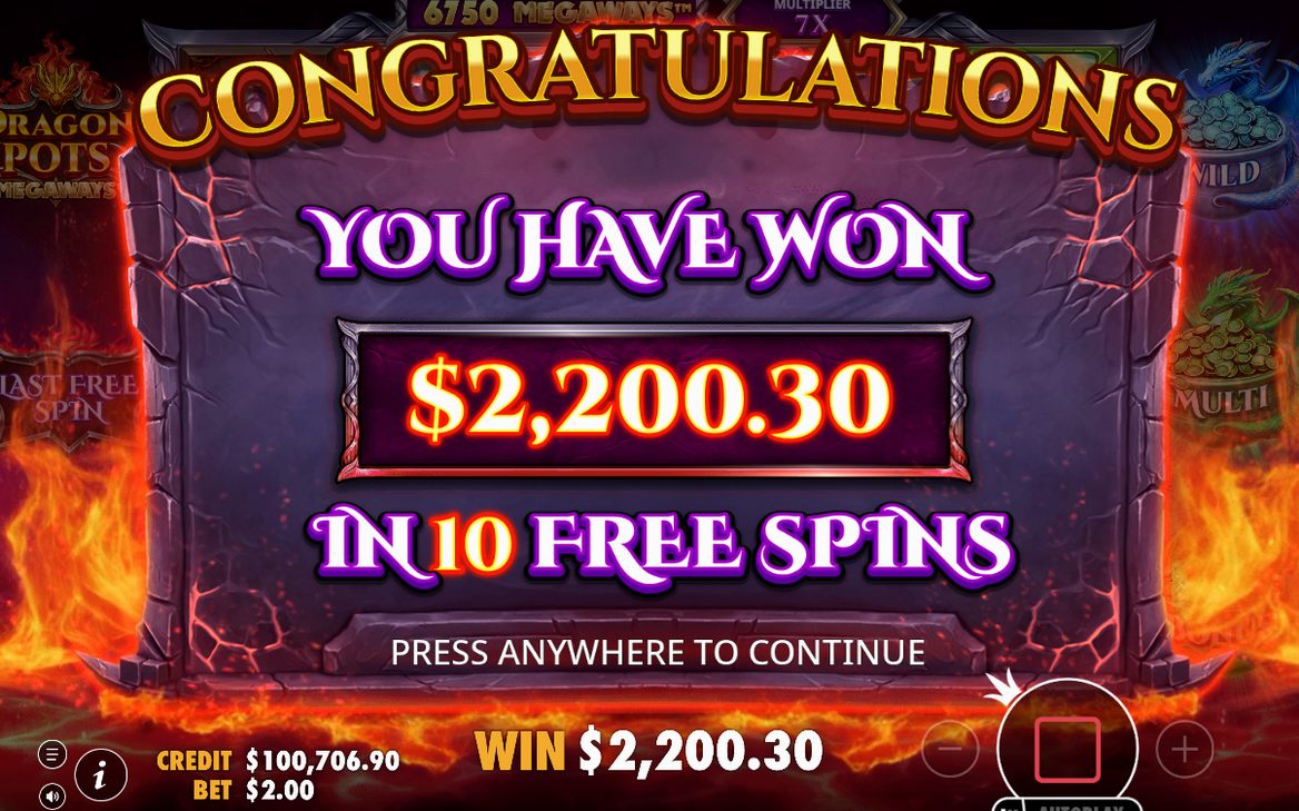 Win screen with the total prize in A$